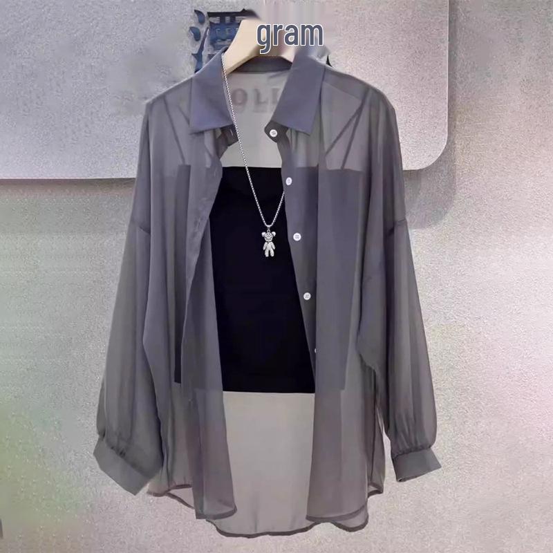 Гонконгская переливающаяся пряжа Ледяной шелк Защита от солнца Женская шифоновая рубашка - Летний кардиган 2025