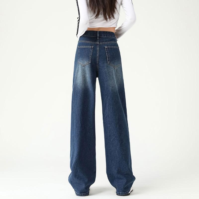 Light Blue Wide Leg Jeans Women Spring Summer Thin Loose High Waist Flowy Straight Long Pants