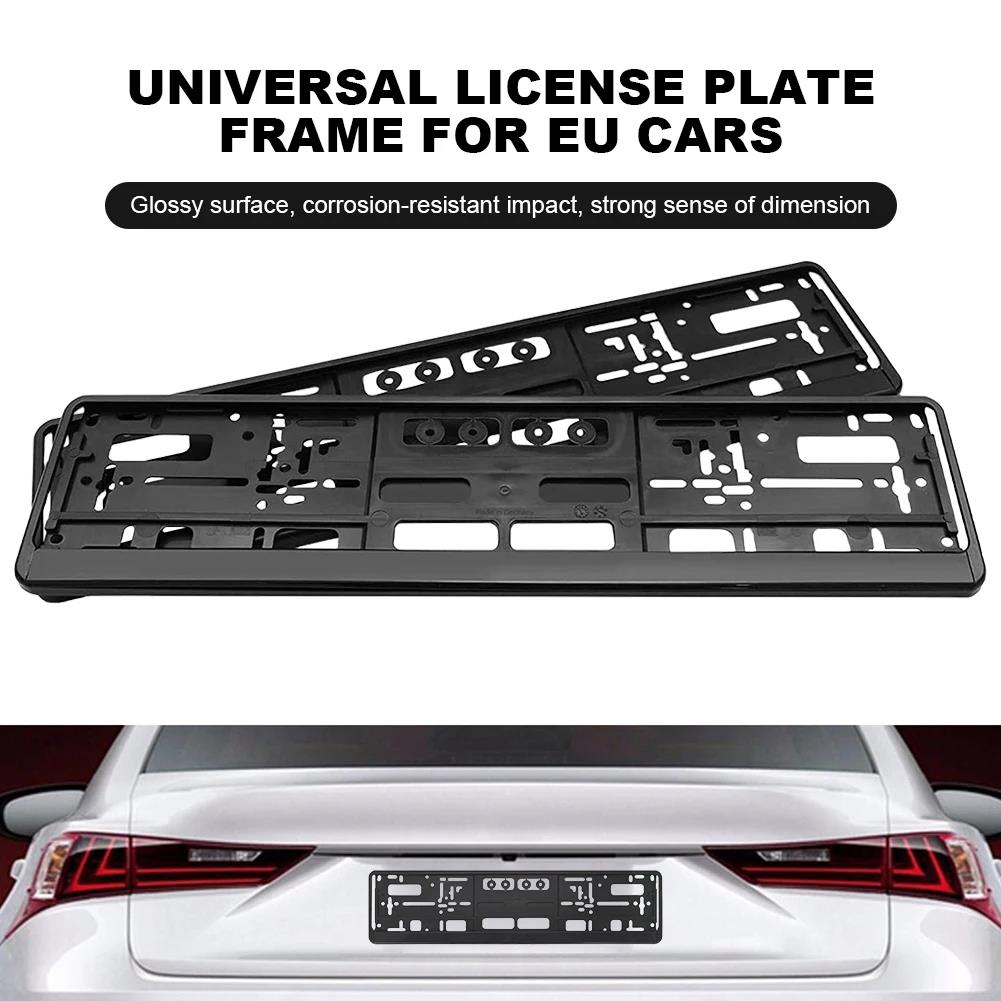 2Pcs Black EU Standard License Plate Holder Bracket Frame Anti-corrosion Waterproof Durable Car Auto Accessories Mount Cover License Plate Covers