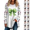 Women's Casual Plus Size Long Sleeved Round Neck Christmas Printed T-shirt Top Pullover