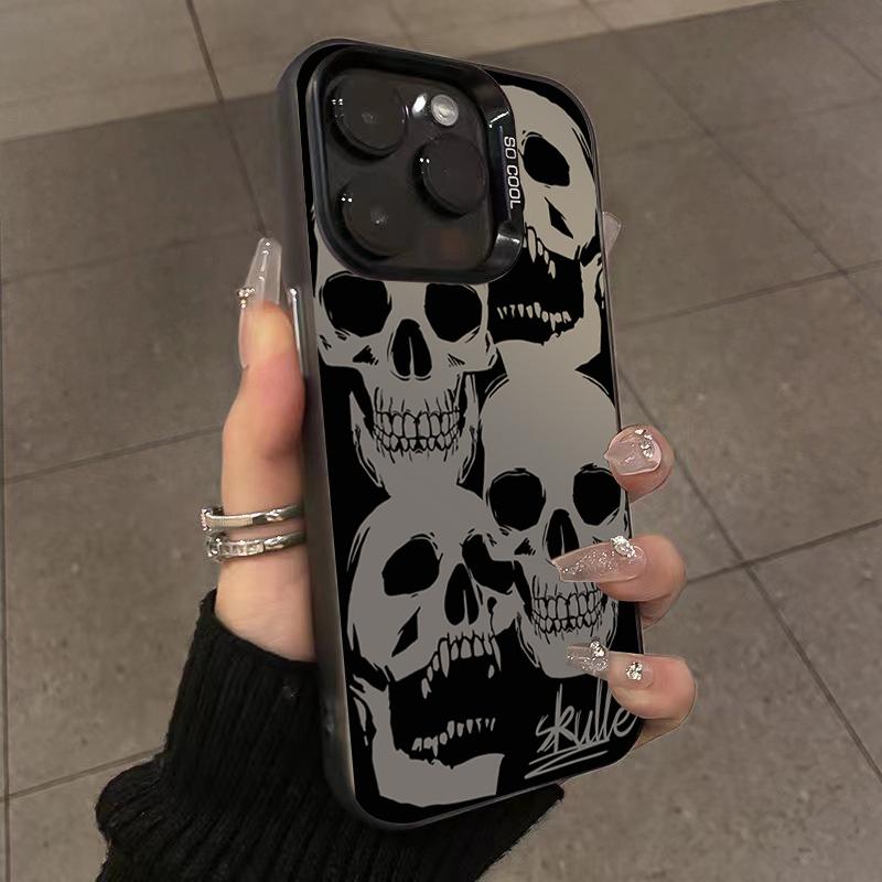 Gothic Skull Graffiti Pattern Design Protective Cover for iPhone 17 16 15 14 13 12 11 16E Series Pro Max Plus