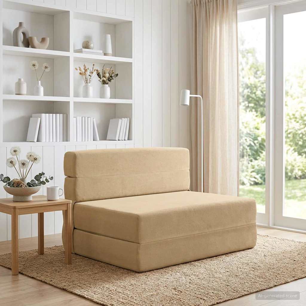 Folding Sofa Bed Green Grey 70 x 72 x 60 cm Fabric