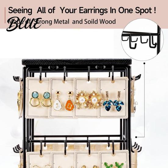 Multi-layer Jewelry Display Rack Earring Stand with 48 Hooks Holder