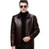 Кожаная куртка мужская из натуральной кожи с лацканами, зимняя новая плюшевая кожаная куртка для папы среднего возраста, куртка из овчины