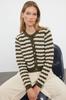 Women's Elegance Style Cardigan Green Crop Striped Jacket Look Knitwear Cardigan