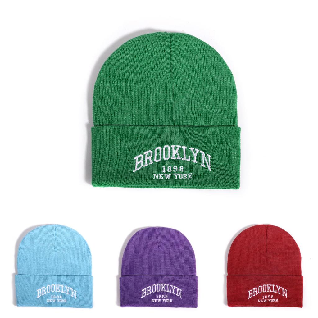 Осенне-зимняя вязаная шапка с вышитыми буквами и акрилом для уличного и хип-хоп стиля