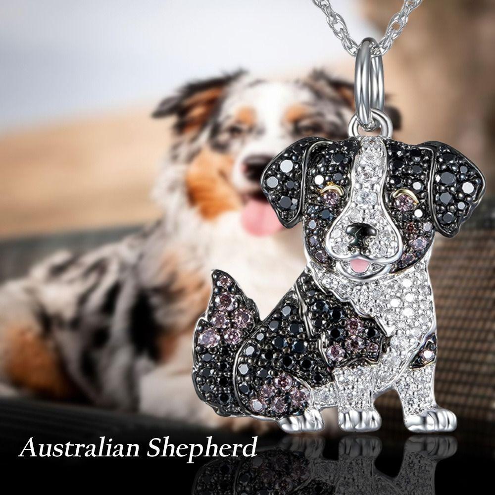 Rhinestone Beagle Pendant French Bulldog Dog Necklace Exquisite Pet Puppy Necklace Memorial Gift