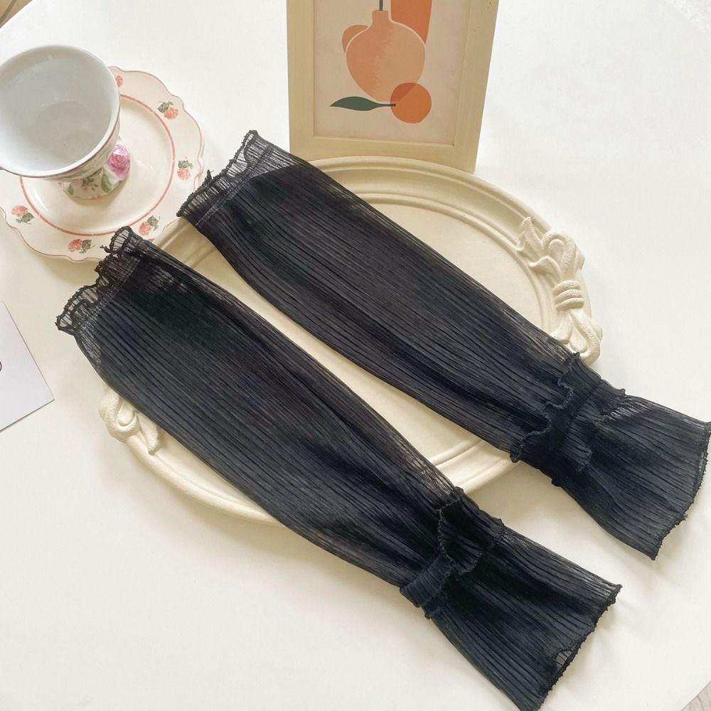 Кружевные солнцезащитные нарукавники, эластичные перчатки для велоспорта, симпатичные нарукавники из ледяного шелка для вождения