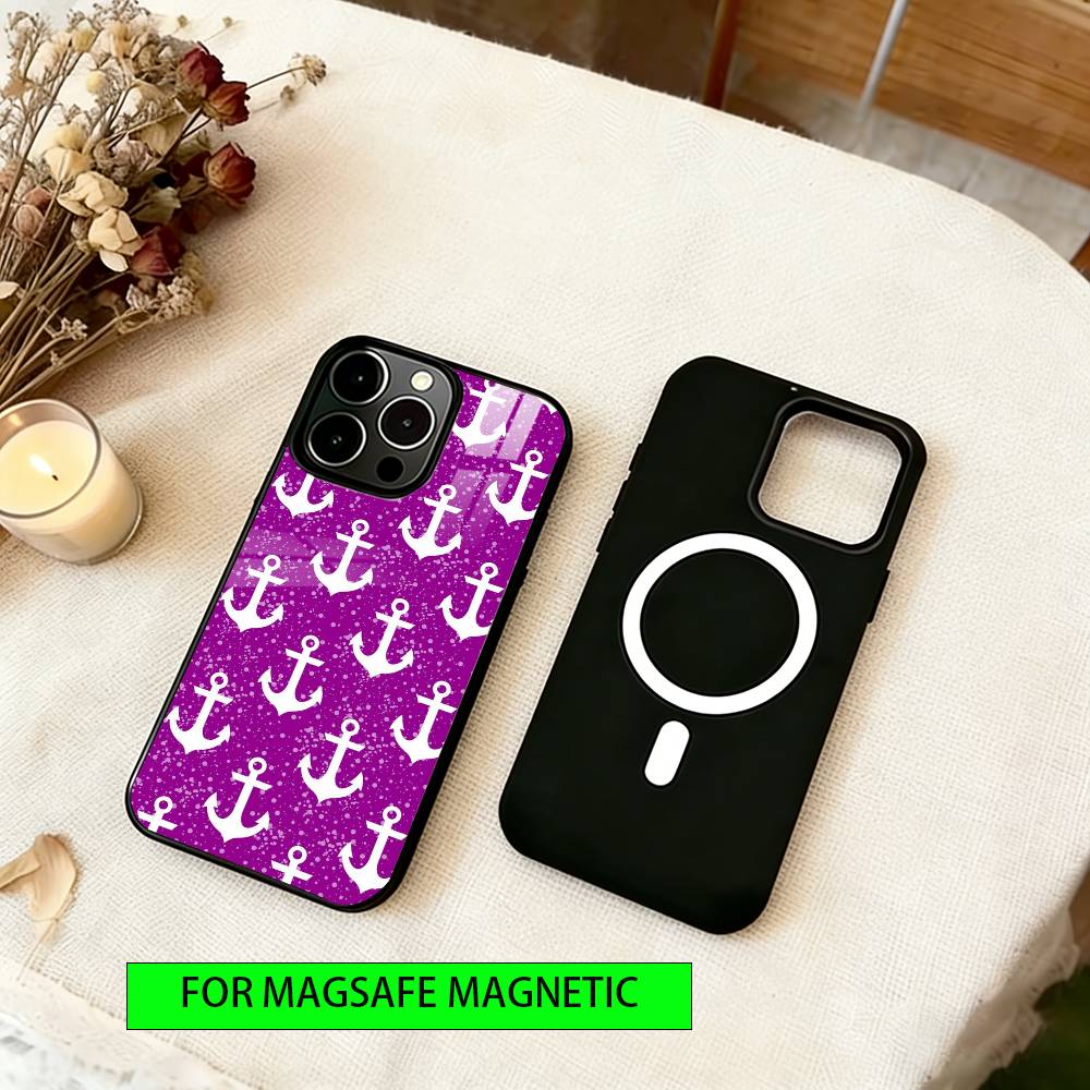 Морской Якорь Чехол для Телефона Для iPhone17,16,15,14,13,12,11 Plus,Pro Магнитный Для Magsafe Беспроводной Зарядки