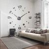 Large 3 Wall Clock Frameless Mirror Surface Sticker Home for Living Room Bedroom - Silver