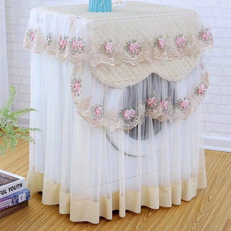 Lace Washing Machine Cover Dustproof Embroidery Floral Home Decor Protector Washing Machine Covers