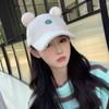 Korean Version of Autumn and Winter Warm Cartoon Hat for Women Imitation Lamb Fur Baseball Hat for Women Cute Student Fur Ball Ear Baseball Cap