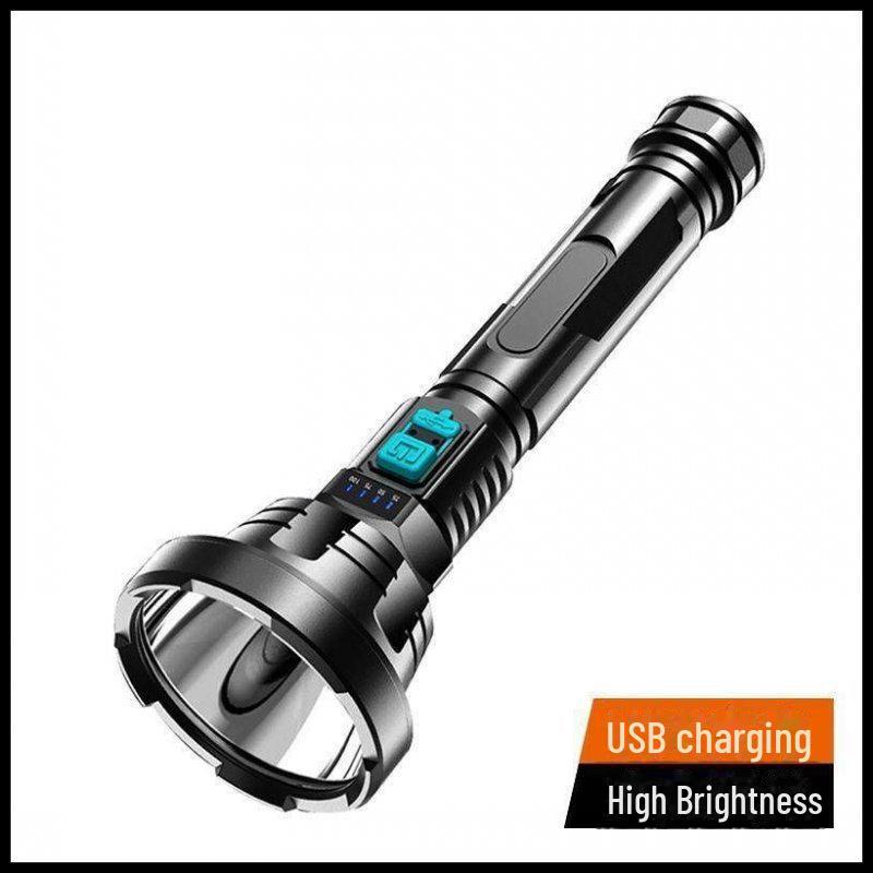 USB Rechargeable Long-Range LED Flashlight with Power Display