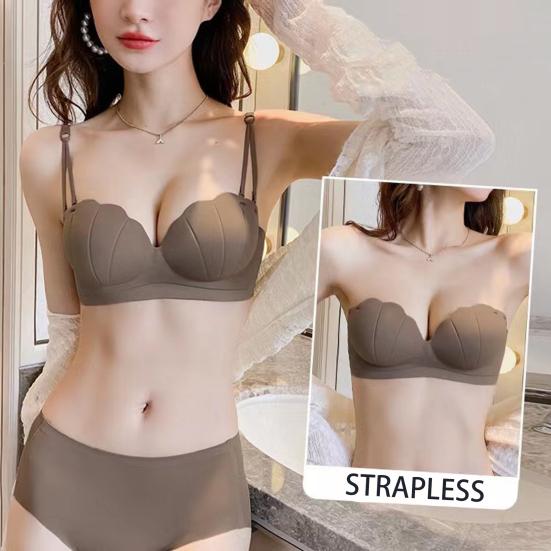 Женский невидимый бюстгальтер, женский бюстгальтер без бретелек, противоскользящая полоска, пуш-ап, без стального кольца, сплошной цвет, застежка сзади, съемные бретели, нижнее белье