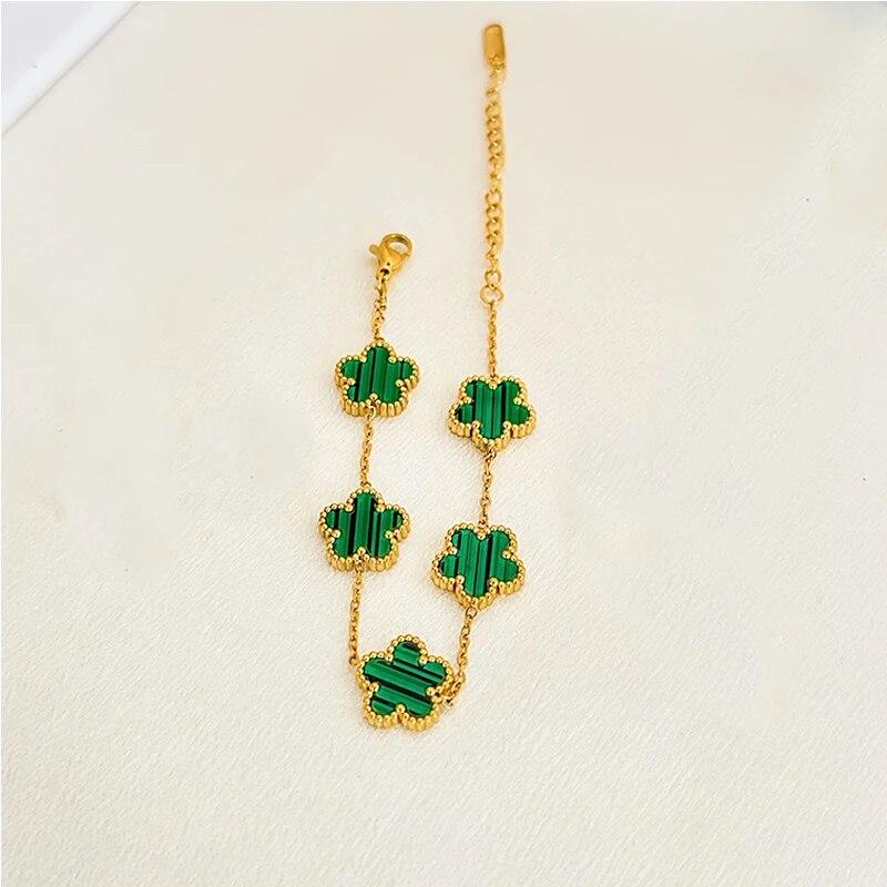 Комплект украшений с цветами из нержавеющей стали, рождественские подарки, роскошные современные модные очаровательные ожерелья, серьги, браслет, ювелирные изделия для женщин