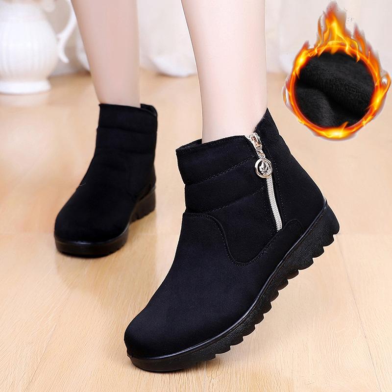Winter Warm Mom Cotton Boots Plush and Thickening Mom Cotton Shoes Soft Sole Anti Slip Mom Shoes Short Boots
