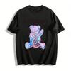 Футболка с принтом Tie Dye Мишка Бобби Унисекс Свободный крой Повседневная футболка с китайским иероглифом и модными буквами Футболка из чистого хлопка