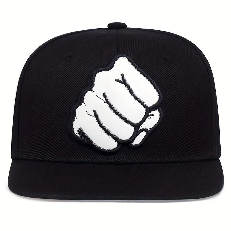 Кепка бейсболка с вышивкой кожаной этикетки Fist Hip Hop Snapback Дикая Повседневная Хлопок Регулируемая Хлопковая Унисекс Кепки Спортивные Gorras