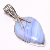 Подвеска из натурального синего кружевного агата из стерлингового серебра 925 пробы 1,77 дюйма I3d98