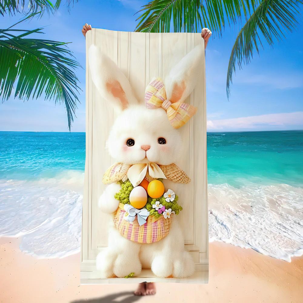 New Easter Beach Towel Festive Party Arrangement Outdoor Beach Towel Microfiber Rabbit