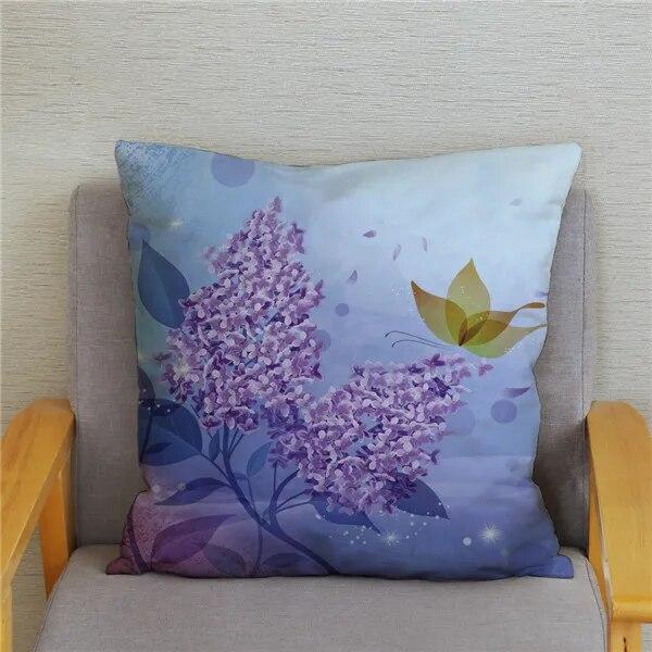 Tulip Flower Printed Pattern Cushion Cover for Home Living Room Sofa Decoration Waist Cushion Pillow Cover