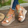 Fashion Bohemian Style Thick Bottom Wedges Sandals Women 2025 Summer Retro Chunky Platform Sandals Woman Plus Size 43 Beach Shoes Mujer