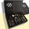 JANKNG Gold 24pcs Mirror Dinnerware Set Stainless Steel Cutlery Knife Fork Spoon Flatware Set Western Luxury Gift Box Tableware
