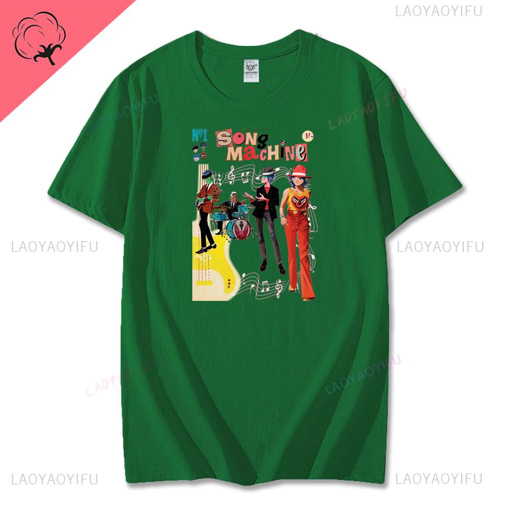 Винтажная футболка с принтом музыкальной группы Gorillaz PUNK ROCK Мужская Женская Летняя 90-х Круглый вырез Хлопок Короткий рукав Футболки Одежда Y2K Футболка