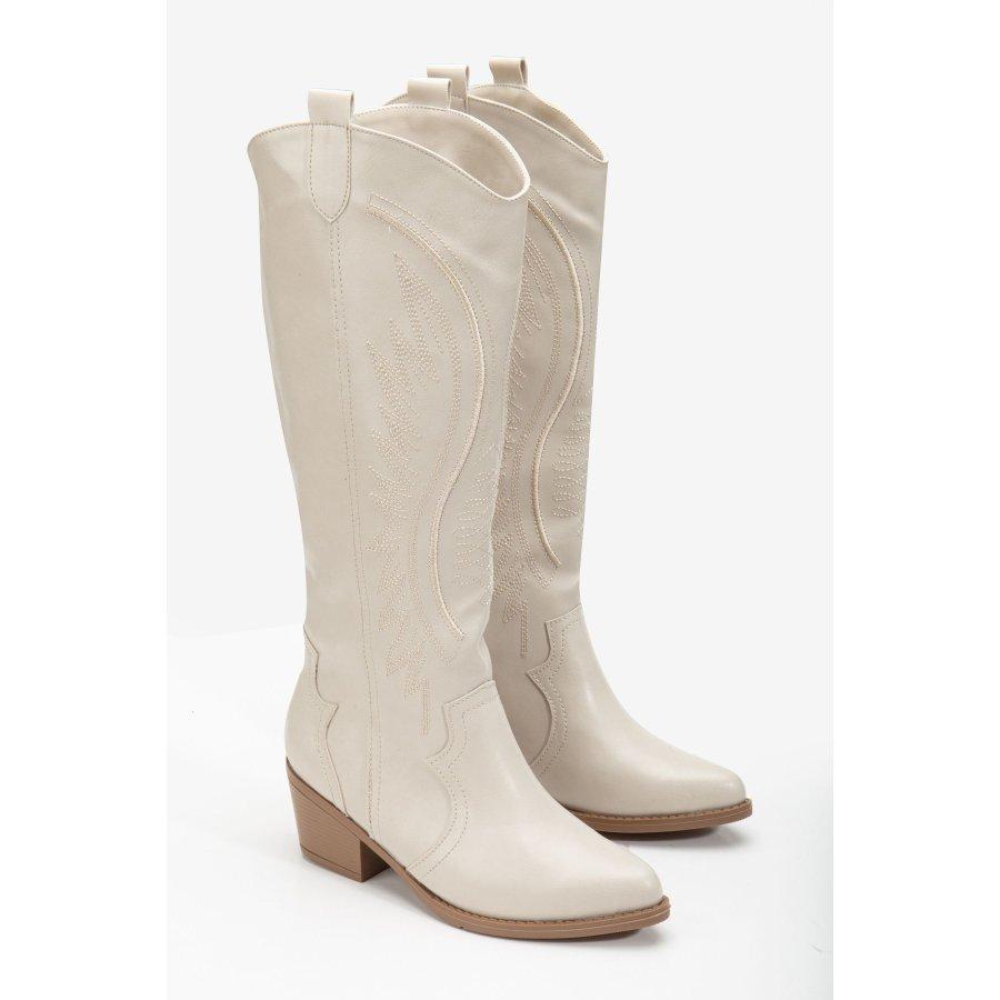 Женские повседневные высокие сапоги в западном стиле на низком каблуке