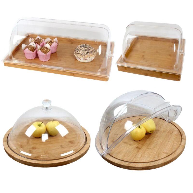 European Style Wooden Pastry Display Tray with Lid
