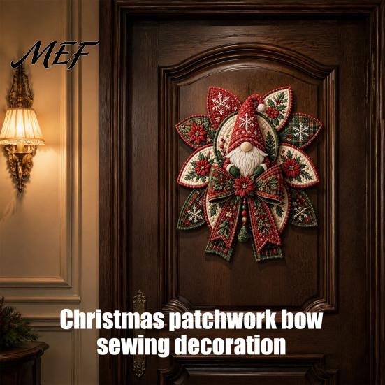 DIY Home Decor Sewing Christmas Quilt Bow Kit, 3D Handmade Decorative Ornament, Pre-cut Beginner Crafting Supplies Fabric And Step-by-Step Guide