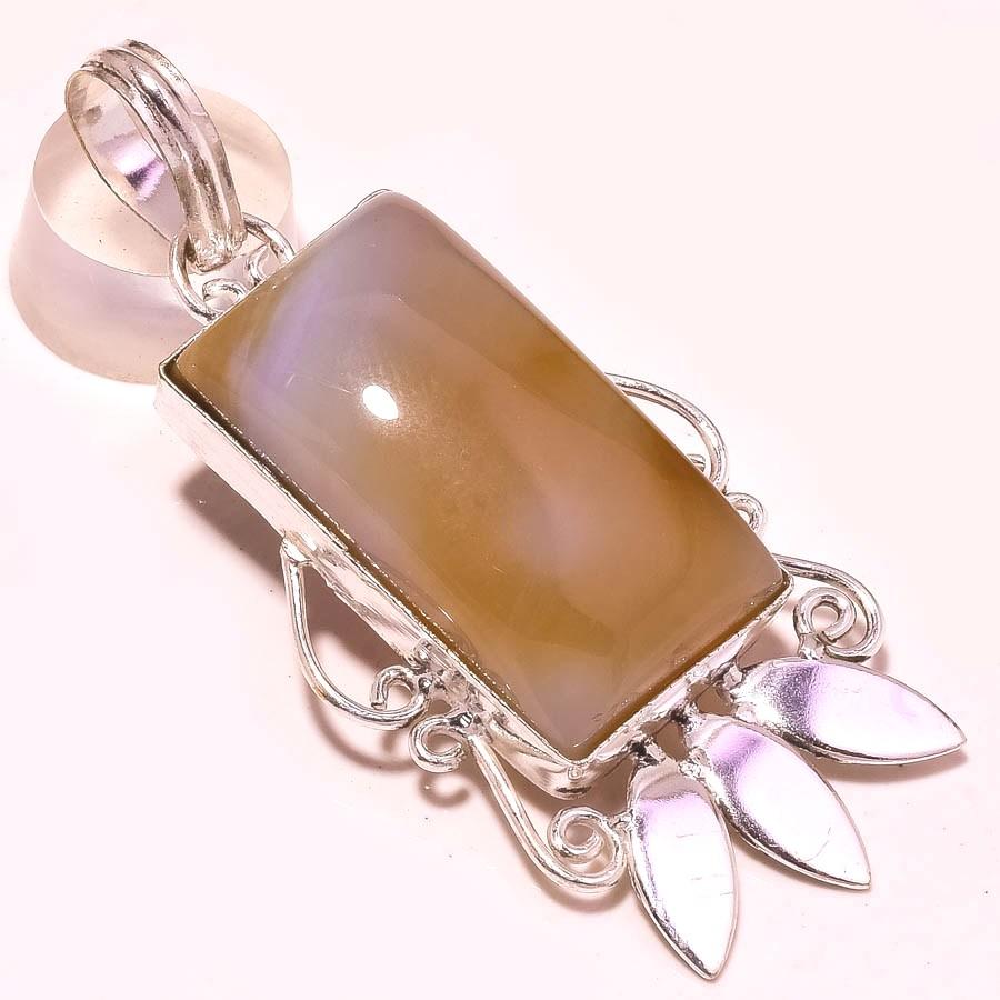 Камень агат Монтана Ручной работы Этнический Свадебный подарок Ювелирное изделие Подвеска 2.2" e5j26