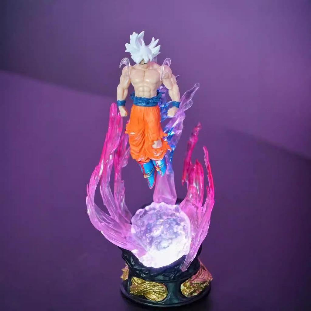 25 см Аниме Фигурка Dragon Ball Со Светом, Ультра Инстинкт, Саян Сон Гоку, ПВХ Скульптура, Декоративная Кукла, Коллекционная Модель