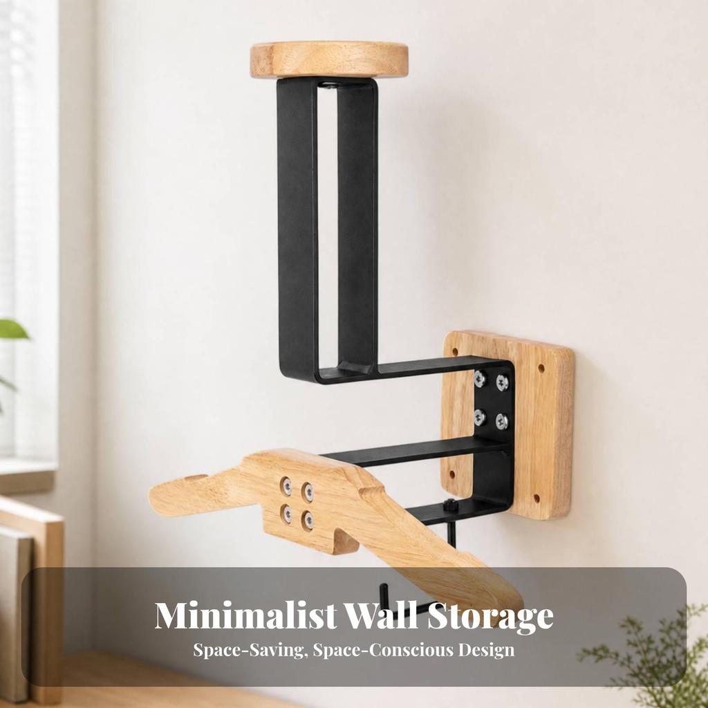 Wall-Mounted Helmet Storage Rack Multifunctional for Bedroom, Living Room