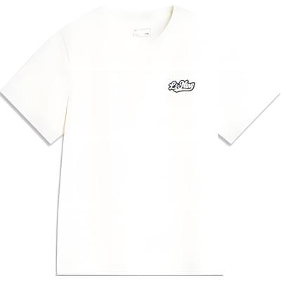 Li Ning Sports Lifestyle Series Letter Casual Breathable Comfortable Knitted Short Sleeve T Shirt Women T Shirts Off-White AHSU530-1