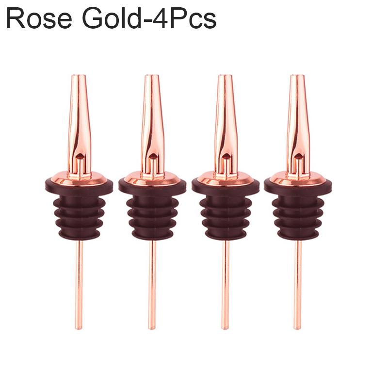 4Pcs Black/Rose Gold/Silver Liquor Pourers Stainless Steel Liquor Bottle Pourers for Alcohol Bar Accessories Pour Spouts 5