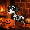 Milk Tea Ghost Gift Halloween Figurine, Cute Reading Statue, Ornament with Resin Collectibles Pumpkin Bucket, Skeleton Puppy Tabletop Decor