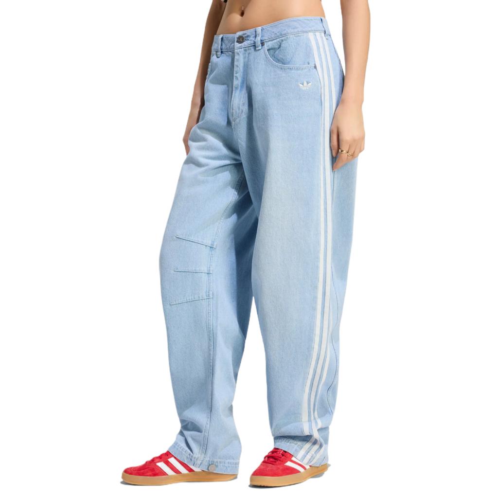 adidas Джинсы Originals Женские Джинсовые Индиго Умеренные Штаны-Полумесяц