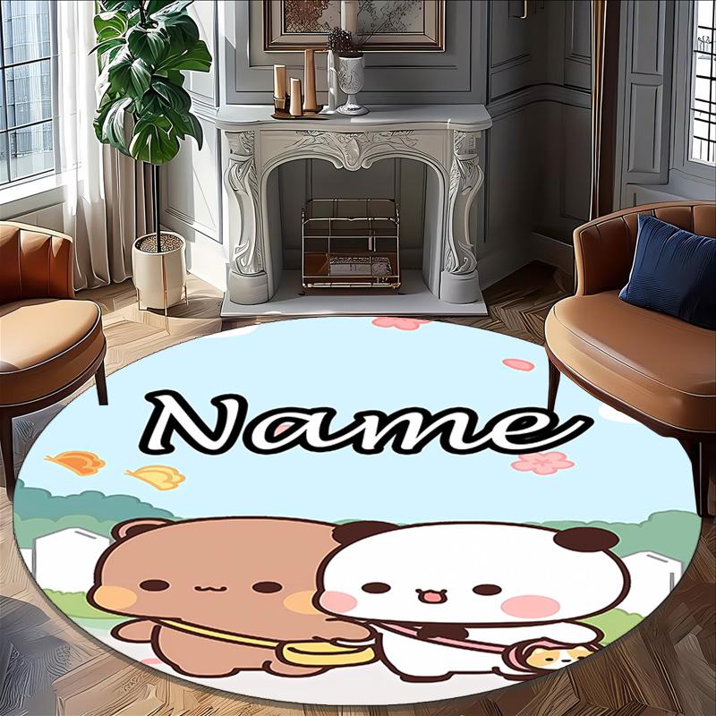 Customizable Yier BuBu Bear3 Round Non-Slip Carpet - Ideal for Garden, Picnic, Office, Perfect for Decoration, Suitable For All Seasons