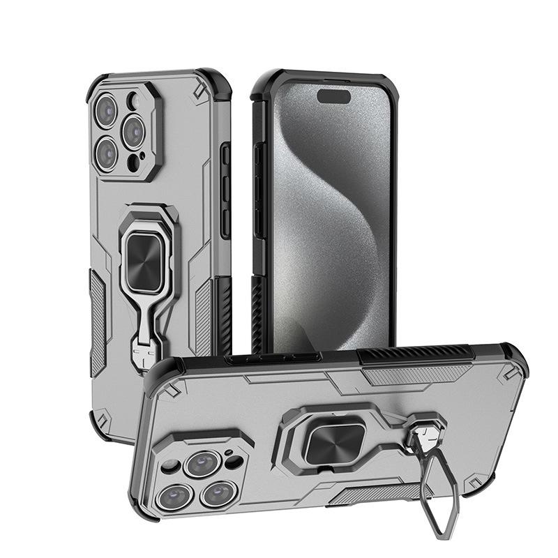 For iPhone 16 15 14 13 Pro Max Phone Case Camera Lens Protect Armor Case For iPhone 14 15 16 Plus 16E Magnetic Ring Holder Cover