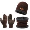 Suit Hat Men's Winter Scarf Gloves Three-Piece Set Neck Integrated Fleece Warm Winter Knit Hat