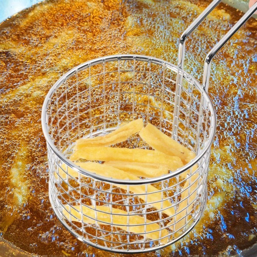 Handheld French Fry Basket Reusable Frying Basket Portable Fries Holder  Kitchen Frying Tools