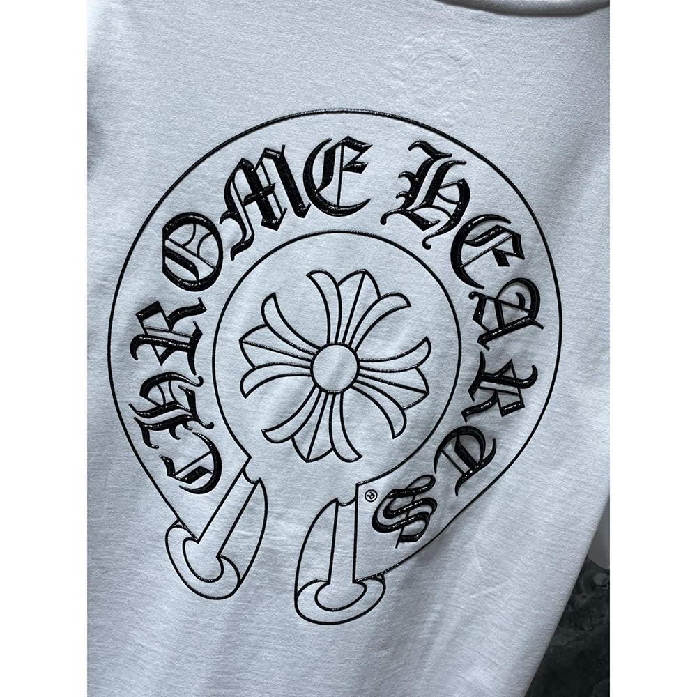 8702 CHROME HEARTS Летняя Новая Высококачественная Хлопковая Круглый Вырез Свободная Большого Размера Мужская и Женская Футболка Футболка для Пары