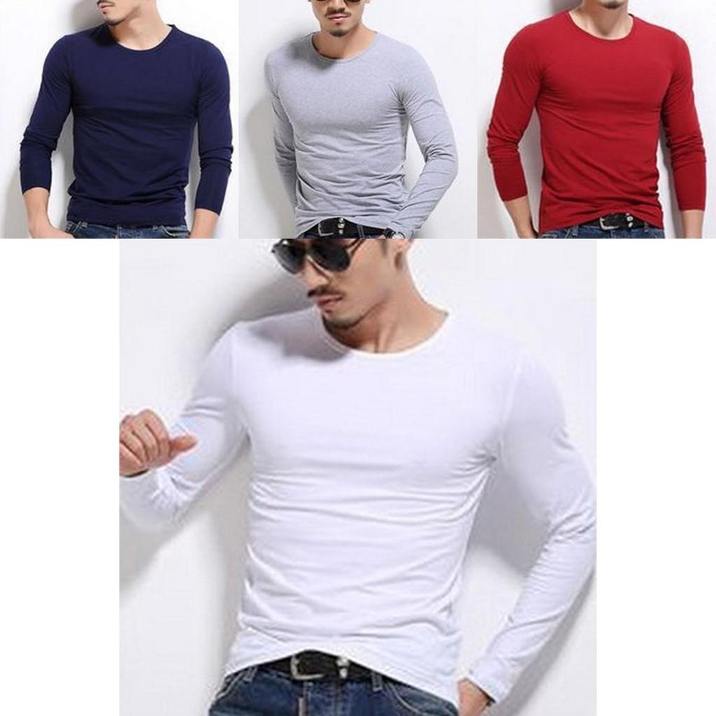 New Men's Long Sleeve Fashion Slim Fit Solid Color Sport Bottoming T-shirts Premium Quality And Superior Comfort
