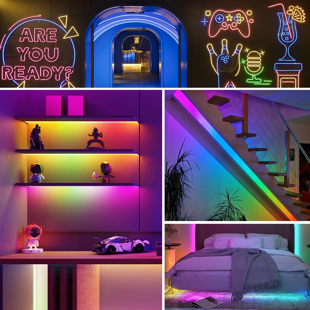 WS2812B WS2811 DC5V Круглая Сетчатая Неоновая Светодиодная Лента 50 Светодиодов/м 360 Градусов Умная RGBIC Гибкая Силиконовая Световая Лента IP67