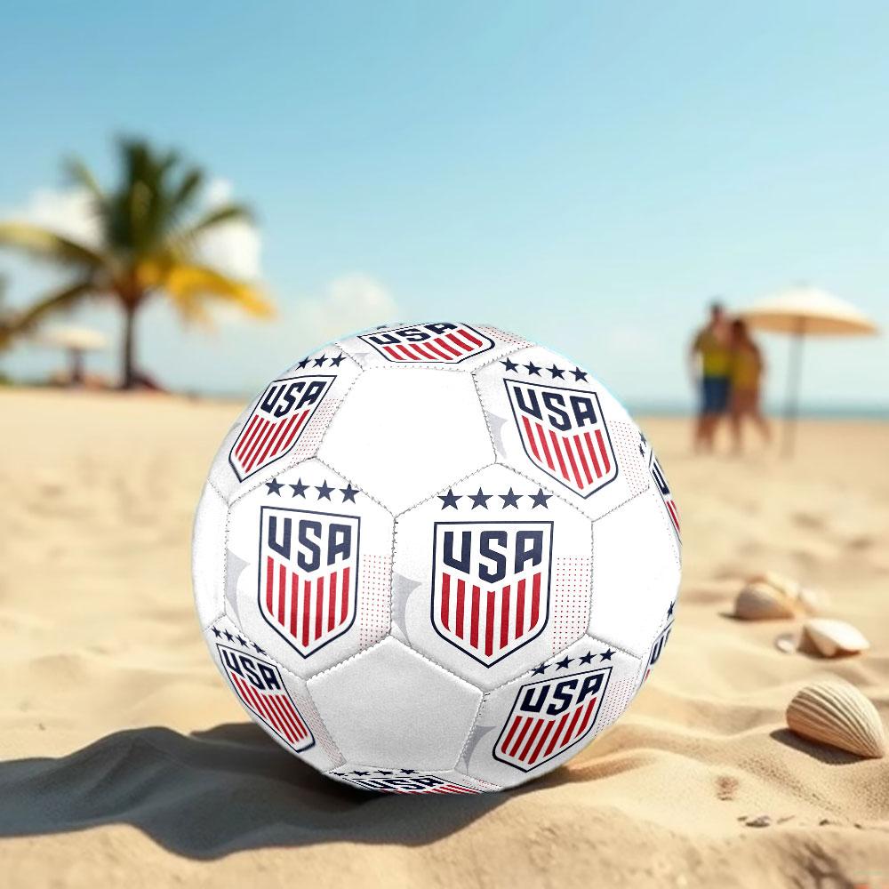 USA football Size 5 Soccer Ball, Machine-Stitched PVC, Durable & High Bounce, All Ages Fit, fan merchandise, matches & outdoor use.