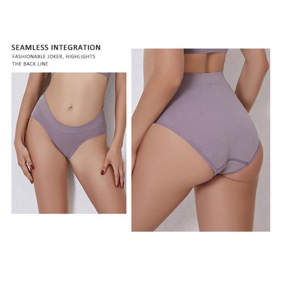 Women Panties Solid Color Elastic Mid Waist Seamless Thin Thread Soft Anti Septic Breathable Intimate Clothes Lady Underwear Briefs