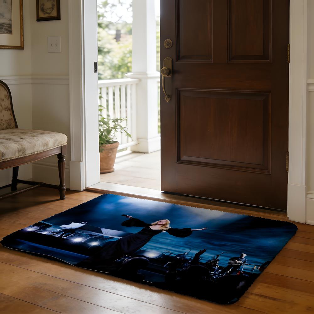Floor Mat Soft Flannel Rug Non-Slip Absorbent Mat for Bathroom Bedroom Home Decor Singer A-Adele