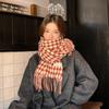 Autumn and Winter New Student Korean Plaid Versatile Scarf for Women Winter Warm Neck Protection Neck Scarf Tassel Shawl