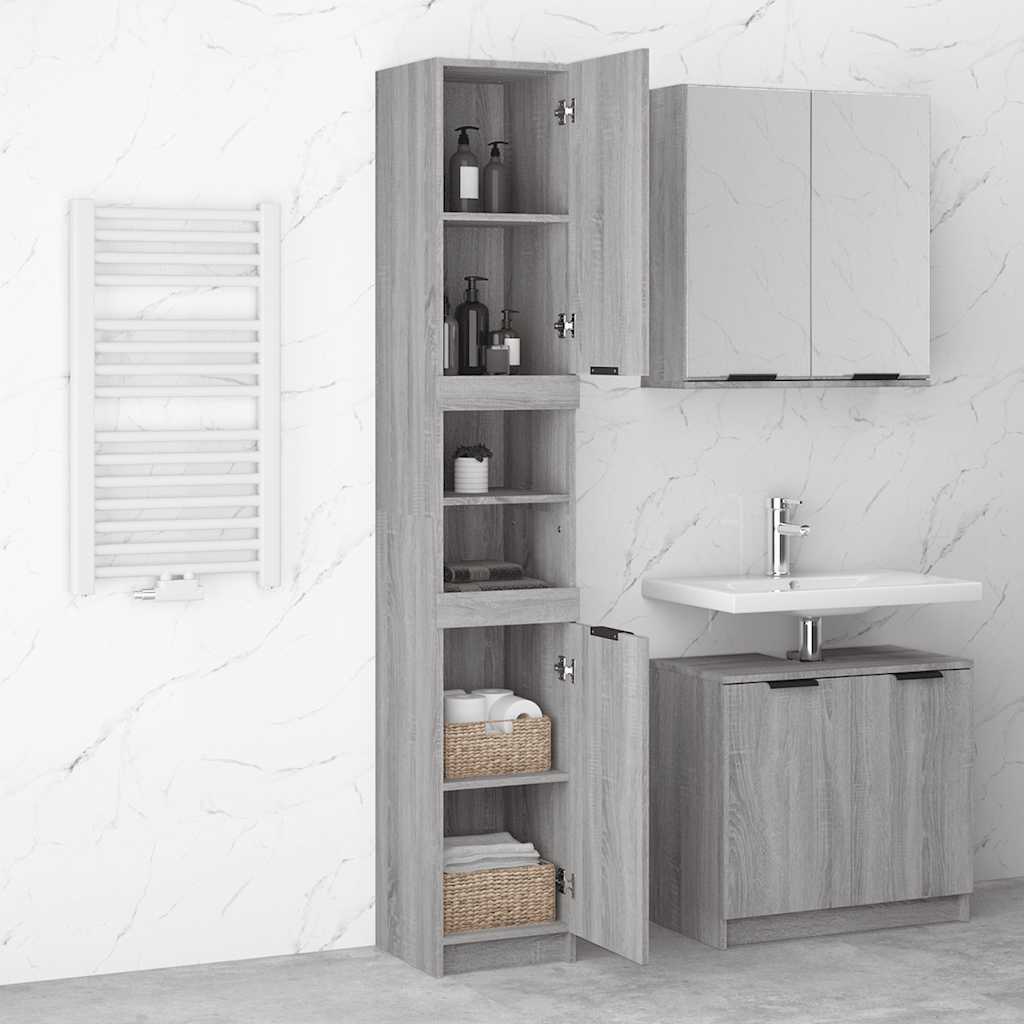Bathroom Cabinet Gray Sonoma 32 x 34 x 188.5 cm Particleboard
